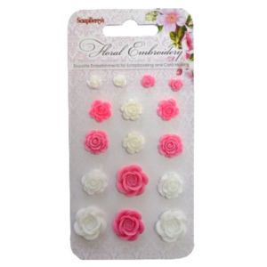 Ozdoby żywiczne ScrapBerry's Naklejki Floral Emroidery, 16szt